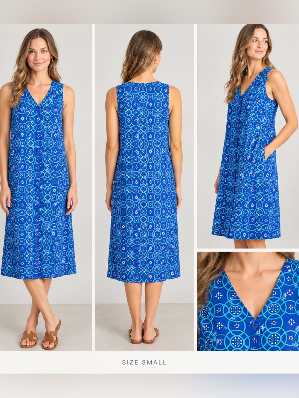 Vintage 90s Y2K Liz Claiborne Linen
Shift Dress -M Pockets Button-Front
V-Neck